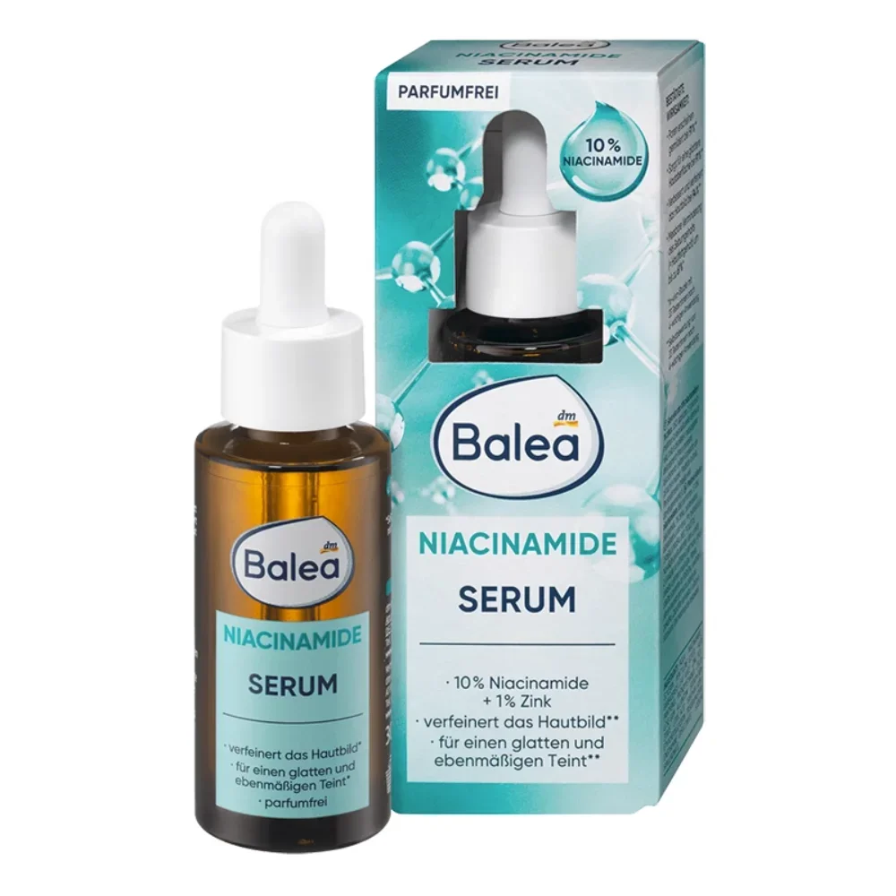 Balea-Sérum facial 10% Niacinamide, Allemagne, Hydratant, Éclaircissant, Rétrécissement des pores, Blanchiment, Améliorer la peau, Tactique, Soins, 30ml