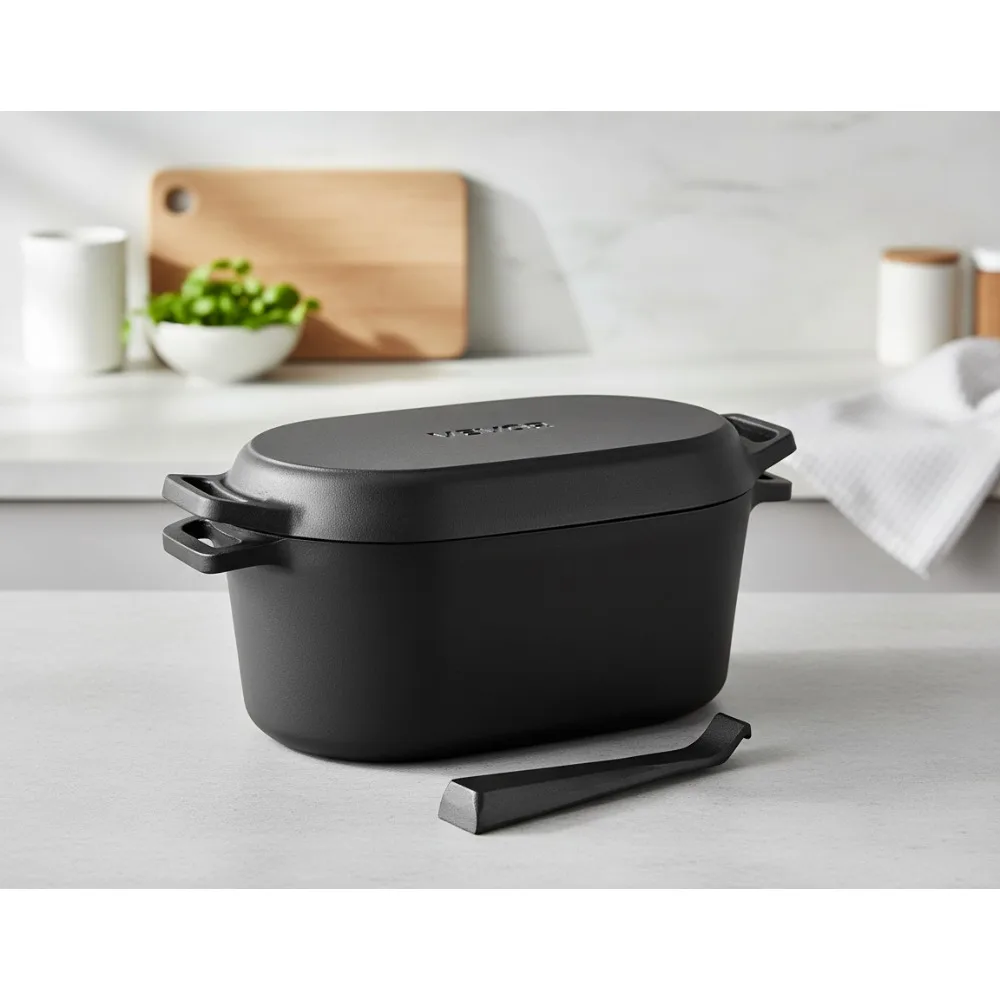 

Эмалированная чугунная голландская духовка 3,5QT с крышкой, сверхмощная посуда для выпечки, тушения и обжарки — идеально подходит для домашних повара