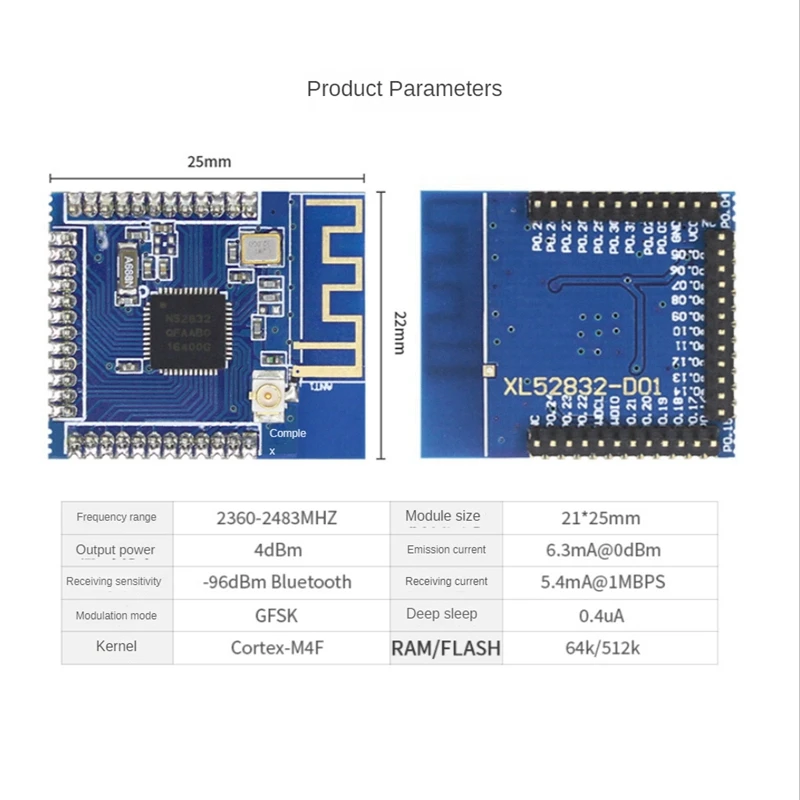 NRF52832 Bluetooth BLE4.2 Module External Antenna IPEX Low Power 2.4G Wireless Module Support Multi-Protocol