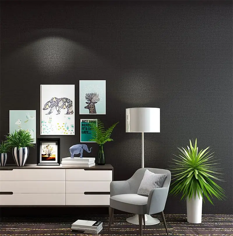 

Modern Silver Black Wall Papers Home Decor Nordic Light Luxury Solid Color Plain Wallpaper Bedroom Living Room Papel De Parede