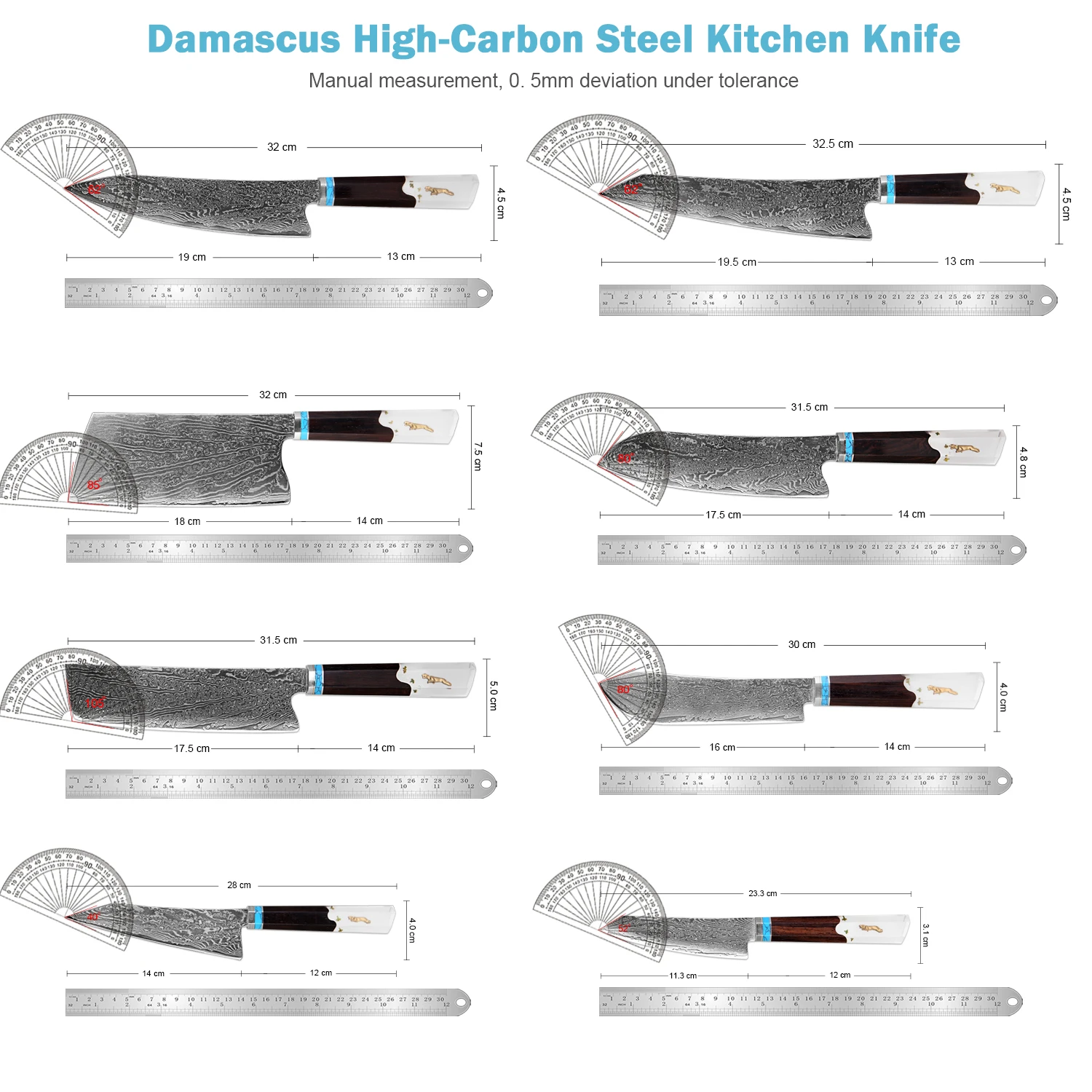 XITUO Kitchen Knife Set 1-8PCS, Razor Sharp Japanese Damascus Steel Blade, Professional Chef Knife Set Unique resin handle