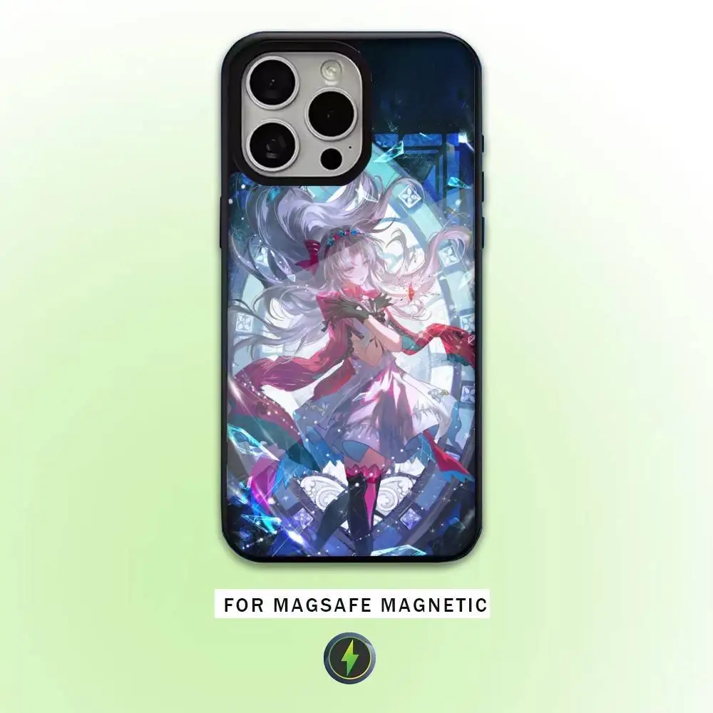 Casing Ponsel W-Wuthering Waves C-Carlotta Untuk iPhone17,16,15,14,13,12,11 Plus,Pro Max Magnetik Untuk Pengisian Daya Nirkabel Magsafe