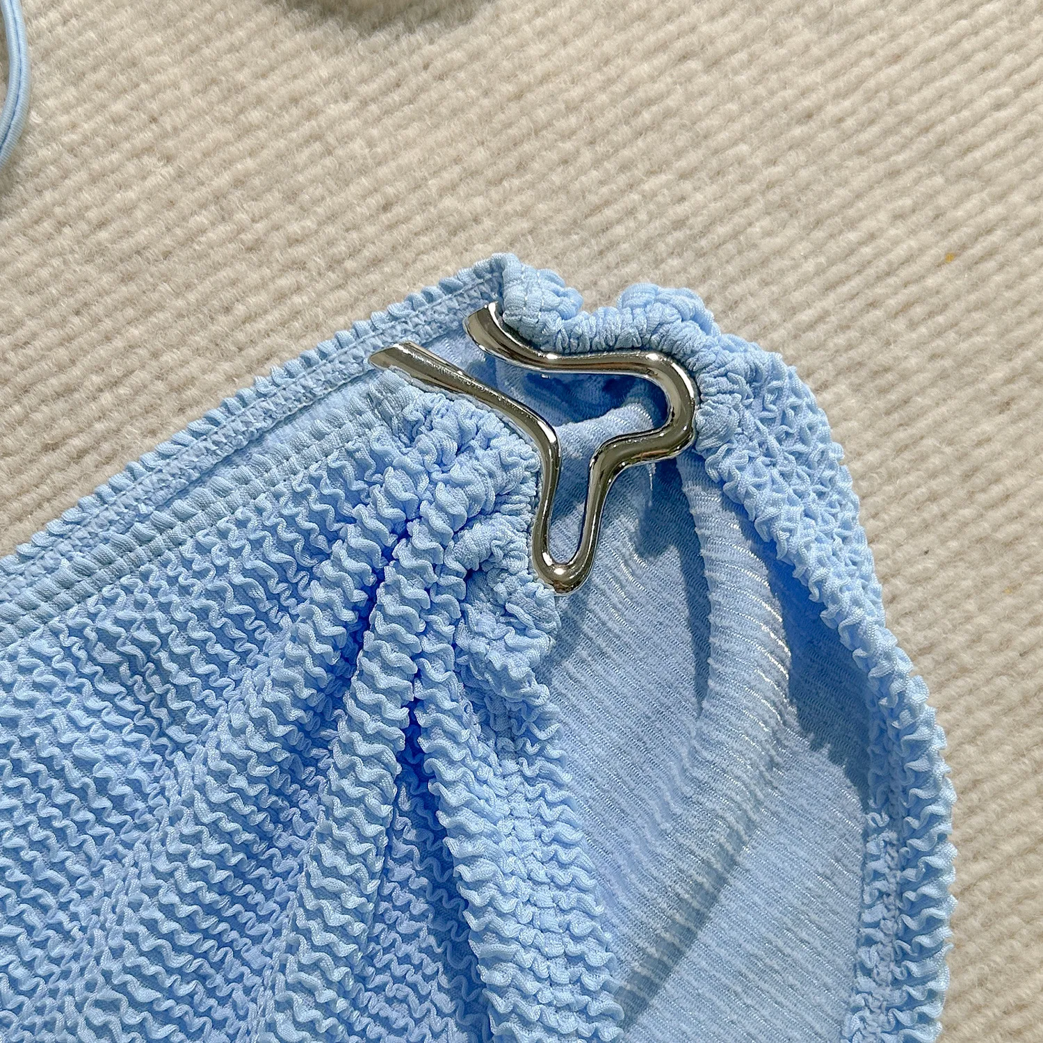 Conjuntos de bikinis acanalados lisos sexys, 3 uds. Con minifalda irregular, trajes de baño con lazo halter, traje de baño, trajes de playa, bikini tankini