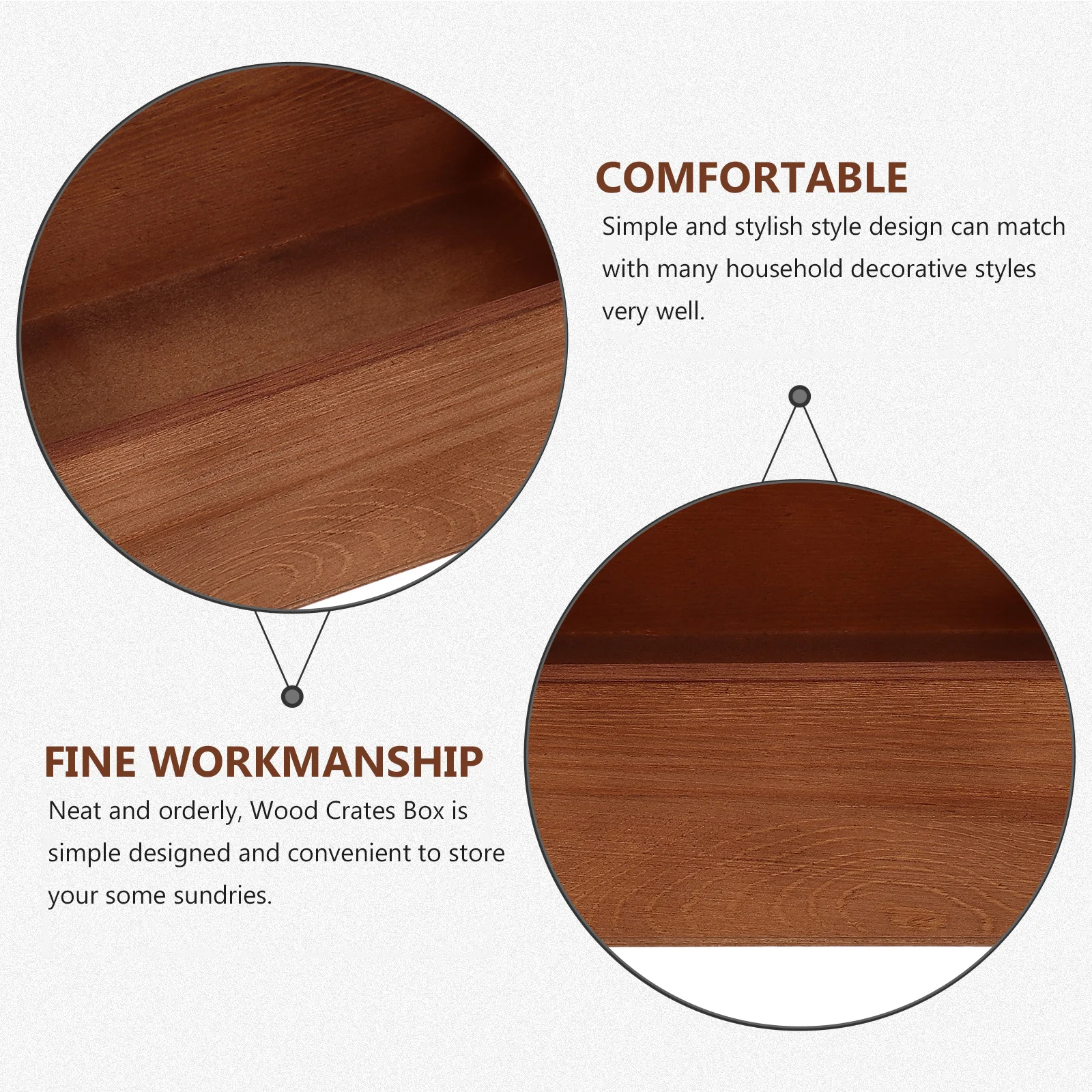 

Wood Crate Box Sturdy Wood Sundries Organizer Storage Crate Multi-Functional Organizer for Office Home Pantry Storage Box