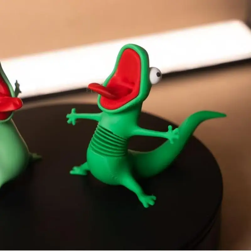 2026 New 3D Printed Cute Green Lizard Figurine Ornament Creative Desktop Decor Gift For Kids Adults Home Tabletop Accessories
