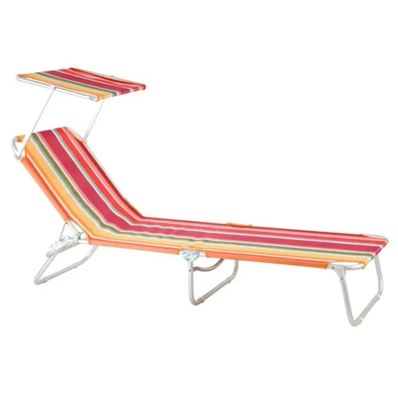 

Aluminum frame folding camping beach sun lounge shade outdoor bed with canopy tanning bed