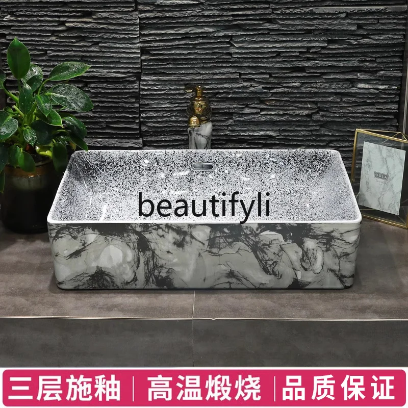 Simple stage wash basin pool water ink pattern art single basin