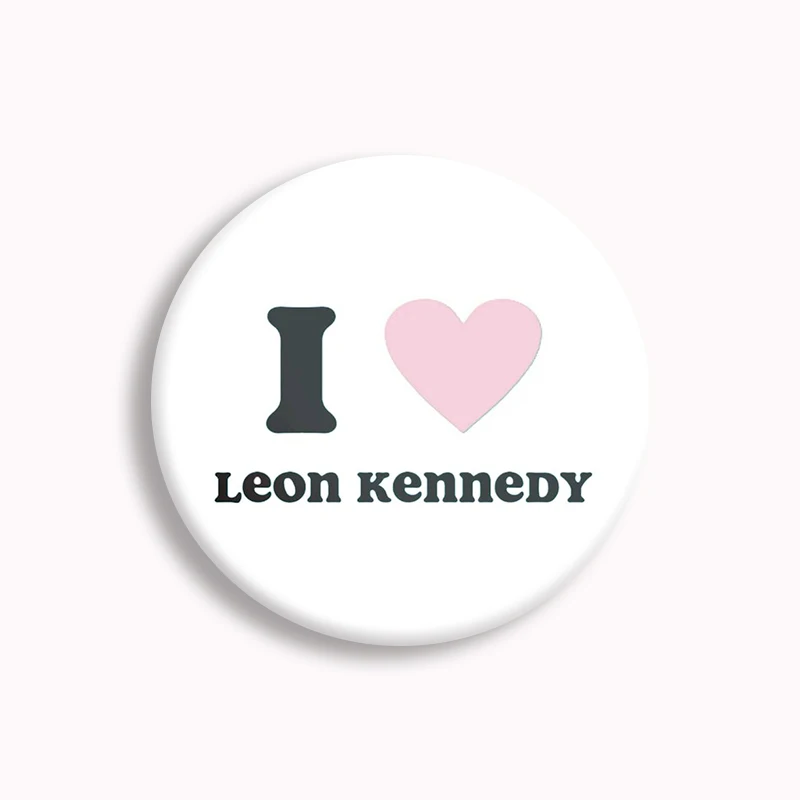 I Love Leon Kennedy Button Pin Creative R-Resident Evil Game Leon Funny Meme Cartoon Brooch Badge Bag Decor Fans Collect Gift