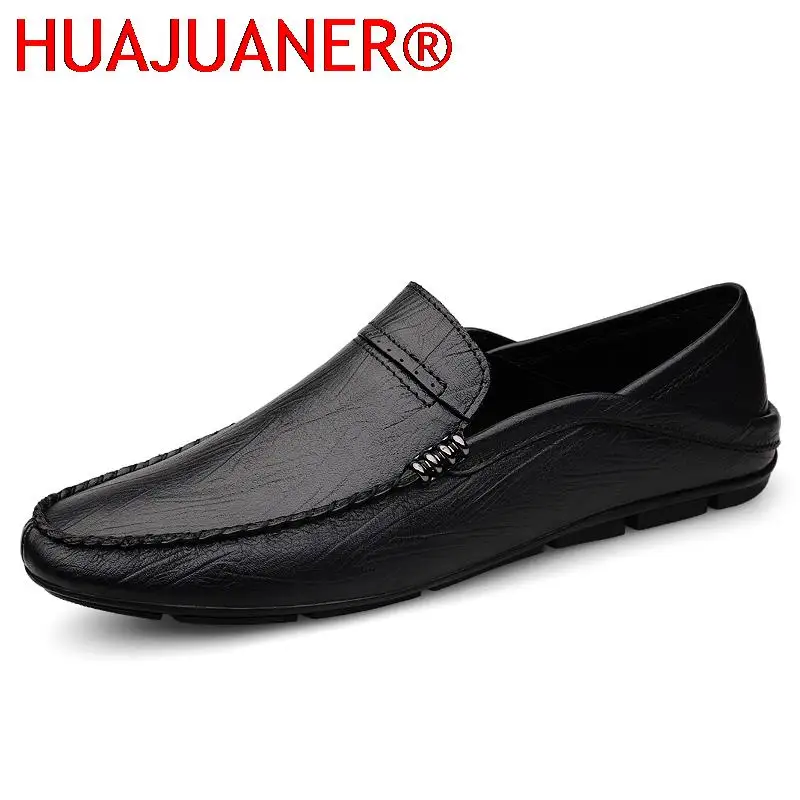 Merk Heren Echt Lederen Schoenen Luxe Casual Schoenen Business Flats Topkwaliteit Heren Loafers Ademende Slip-On Rijschoenen