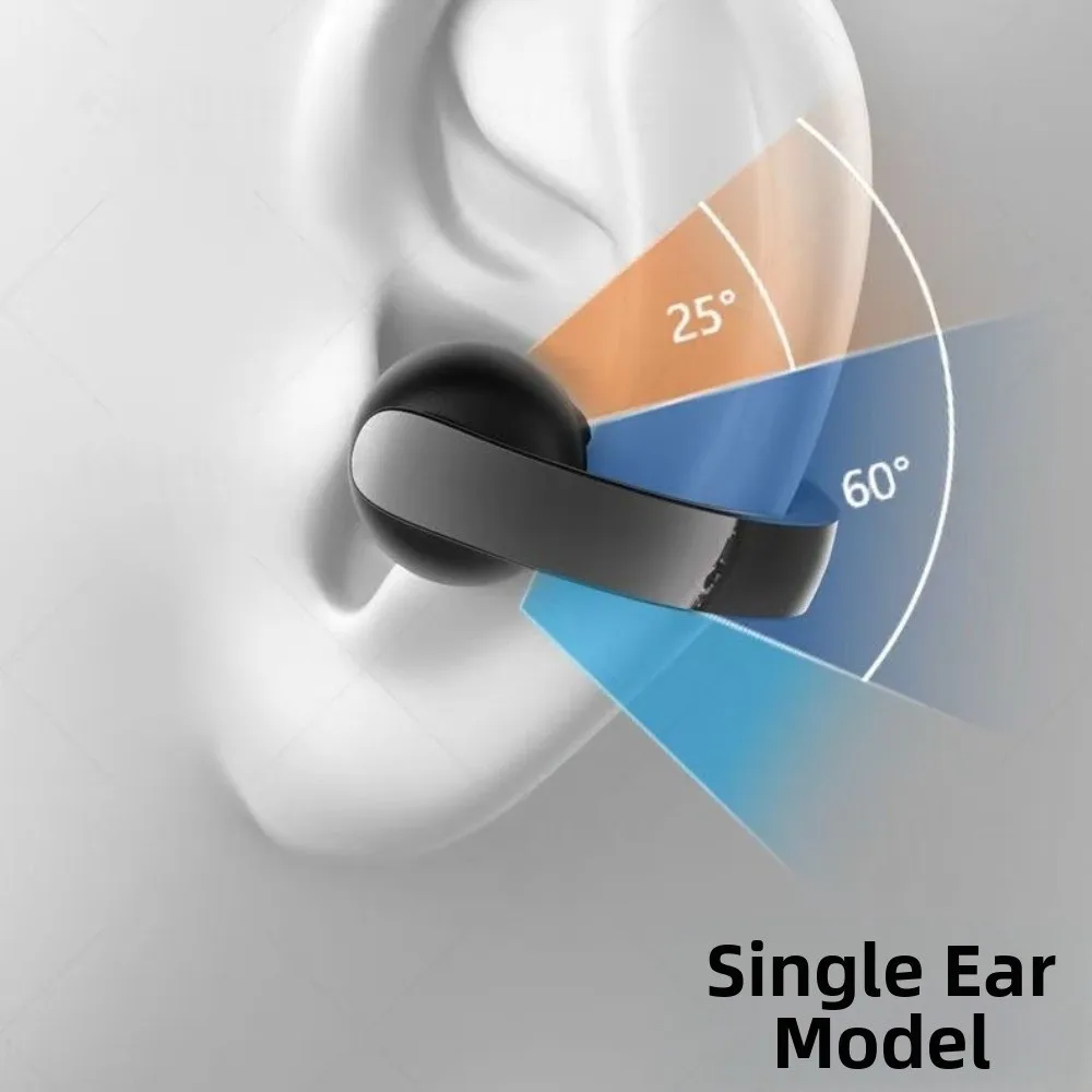 Extra Long Calls General Bluetooth 5.3 Earphone Single Ear HiFi Stereo Ear Clip Bluetooth Wireless Headset