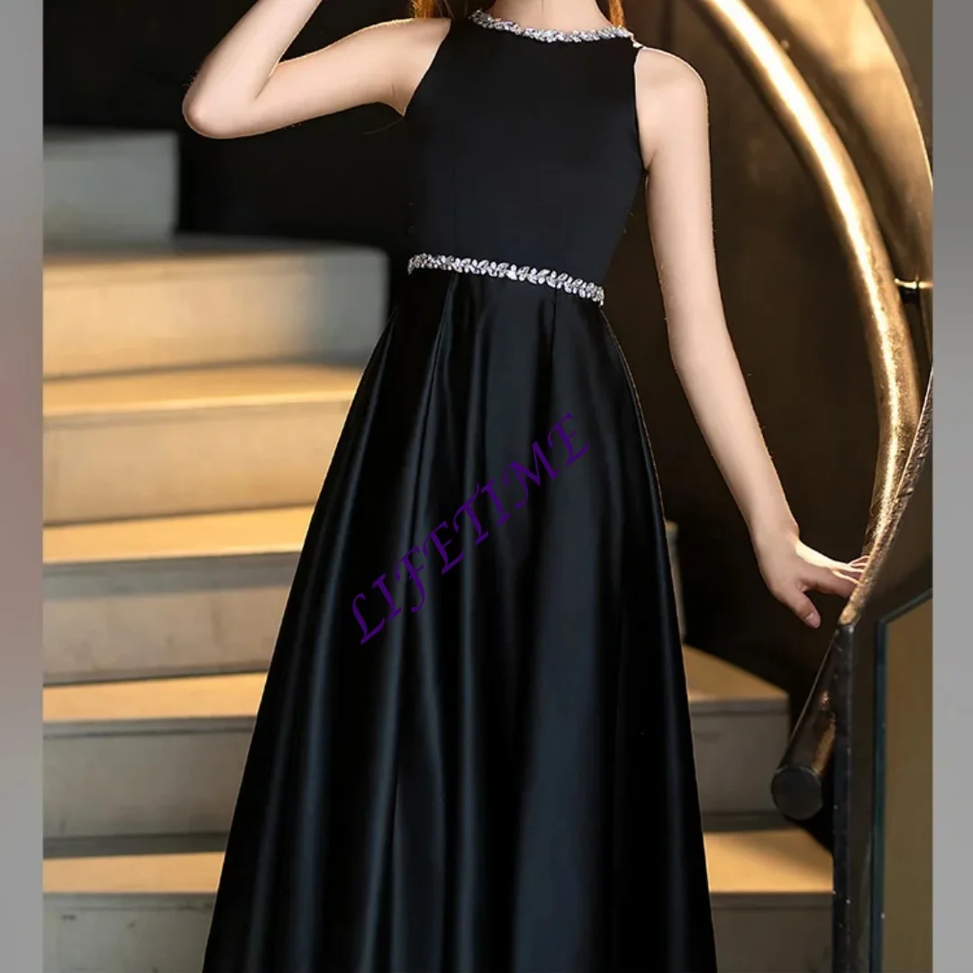 

Черное атласное вечернее платье по индивидуальному заказу, платье для выступлений на скрипке, простое повседневное носимое платье для маленьких девочек на день рождения