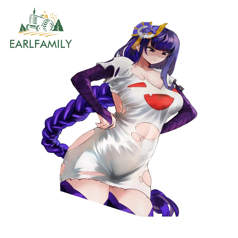 EARLFAMILY 13cm X 10.4cm For Spooky Raiden Genshin Impact Car Stickers Anime Waterproof Sunscreen Decals Occlusion Scratch Decor