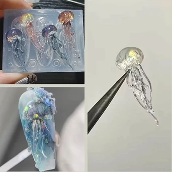 1pc Marine Quallen 3d Acryl Nagel form Nail Art Dekorationen Silikon Stempel platten Nägel Produkte Nagel Zubehör