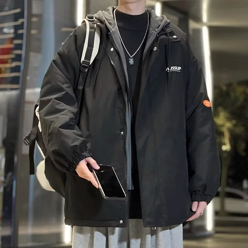 

Casual Men's Zipper Jaet Spring Autumn Trendy All-Match Hooded Windbreaker Polyester Fiber Regular Sve Length Outerwear