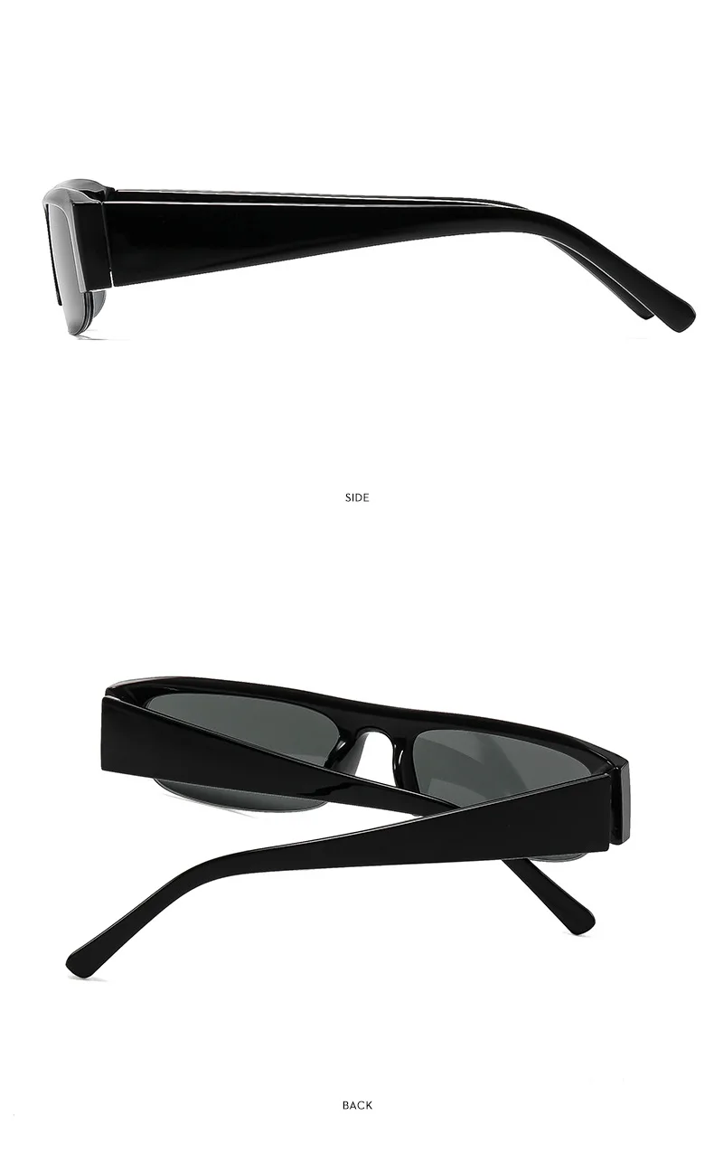 Vintage Kleine Rechteckige Halbrahmen-Sonnenbrille in Schwarz für Neue Mode Leoparden-Farbverlauf Sonnenbrillen Damen Trendige Fahrbrillen – Detail 11
