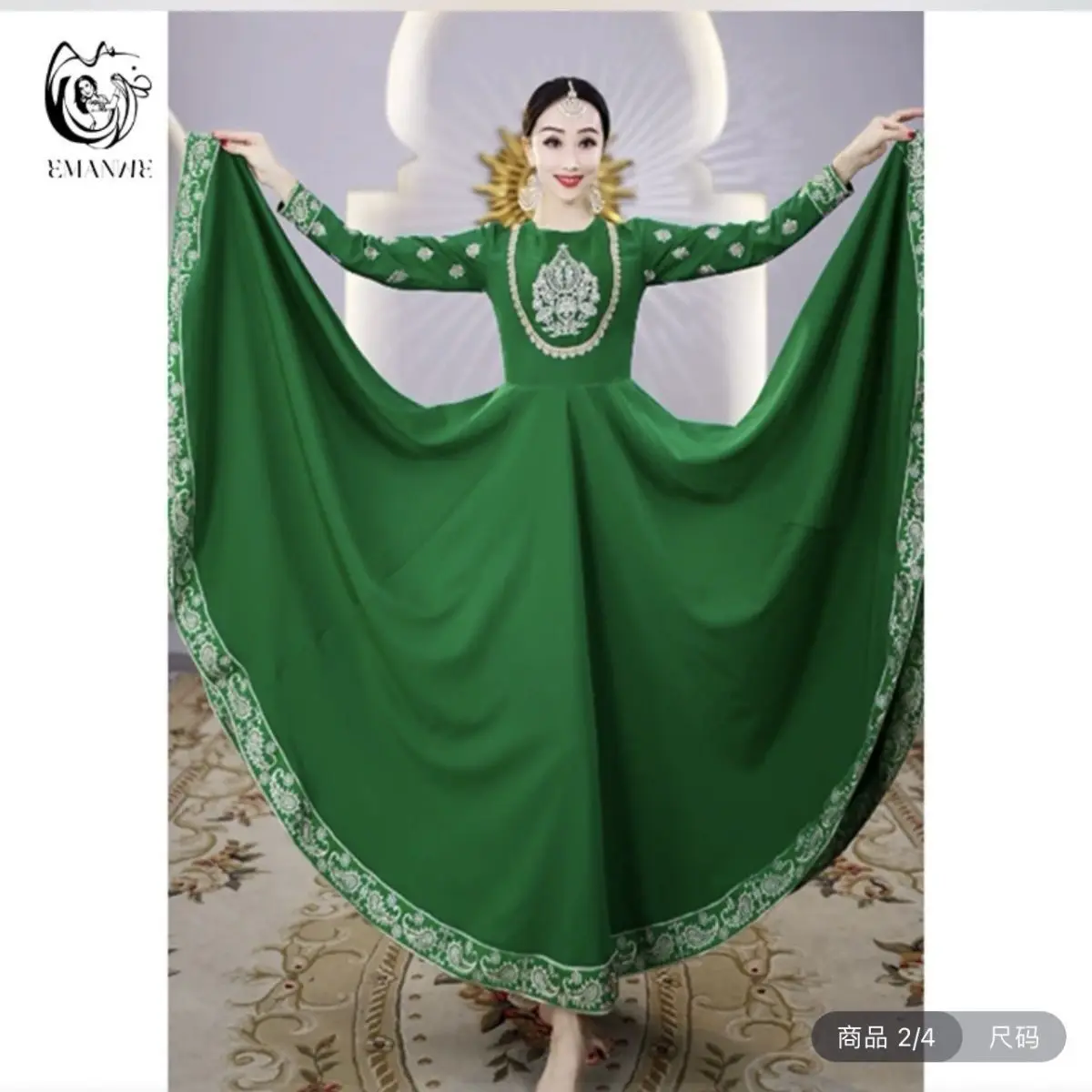 A3612 Xinjiang Performance Costume Ethnic Practice Dance Performance Dance Fashion One Piece Super Fairy Long Large Swing Skirt