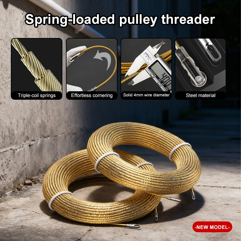 

Spring-loaded Wire Puller Wire Pulling Tool Electrical Fish Tape Indoor Wire Running Tool Wire Threading Tool Cable Routing Tool