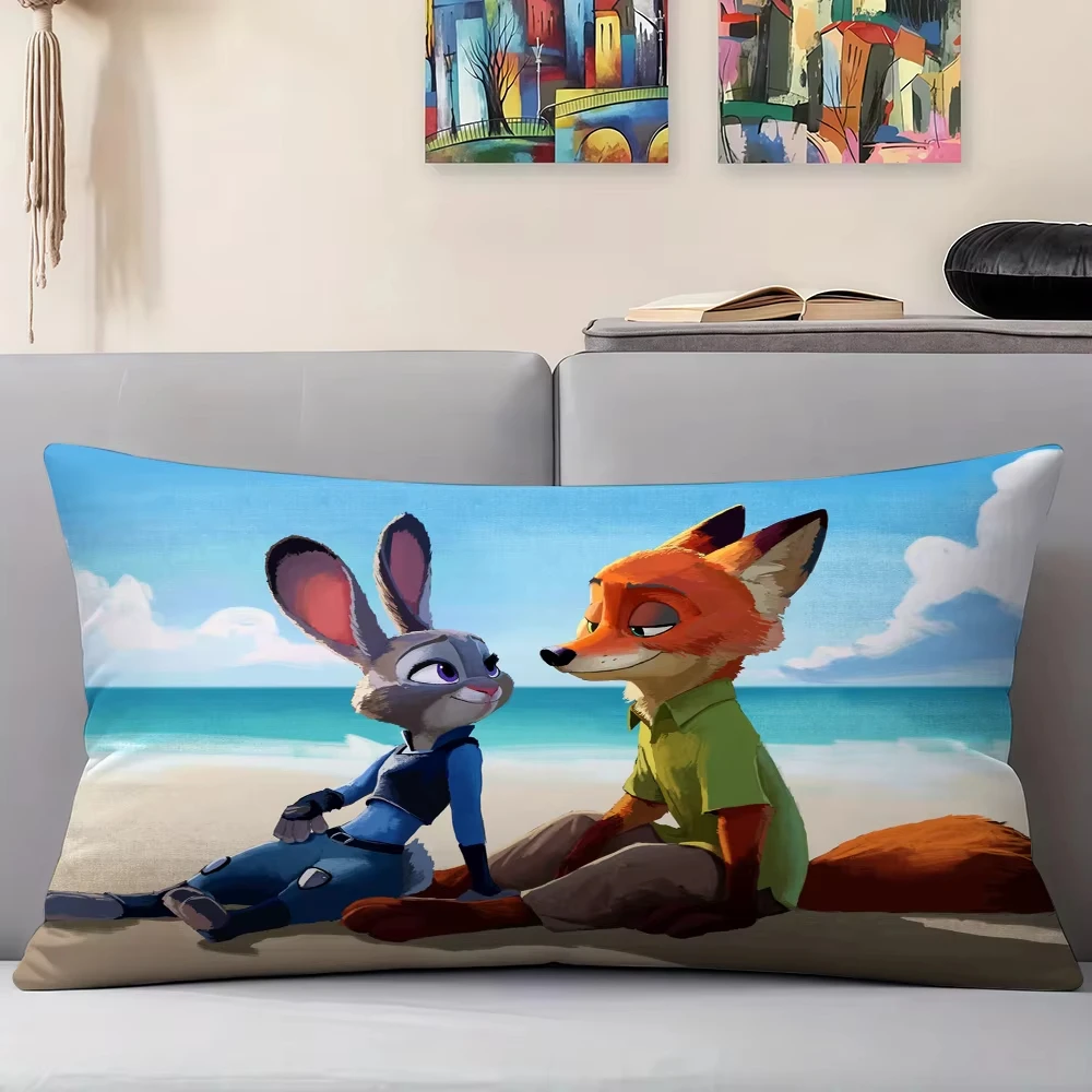 漫画 Z-Zootopia 2 ジュディ & ニック プリント長方形枕カバーソファクッションカバーホームベッドルームルーム装飾枕カバーギフト