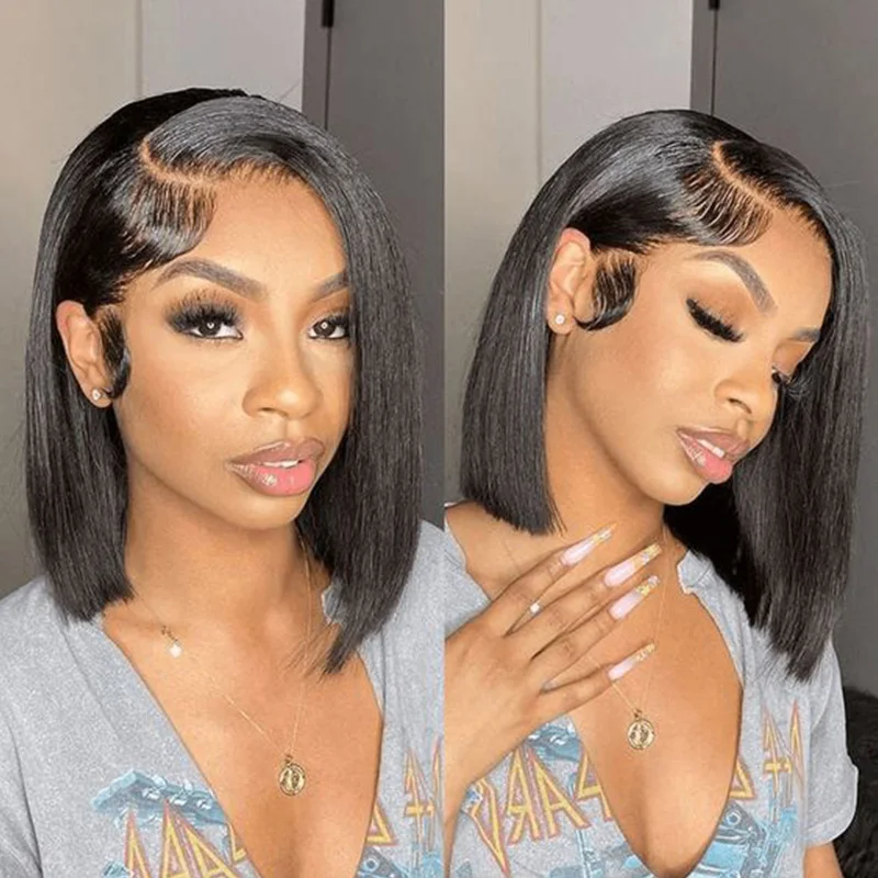 

Brazilian 13x6 hd lace frontal human hair wig for women 5x5 bone straight glueless preplucked cheap bob wigs on sale clearance