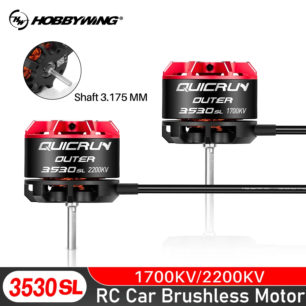 

Hobbywing Brushless Outrunner Motor 2-4S Lipo 3530SL 1700KV/2200KV Sensorless Motor Shaft 3.175mm For 1/10 1/12 Crawlers Car
