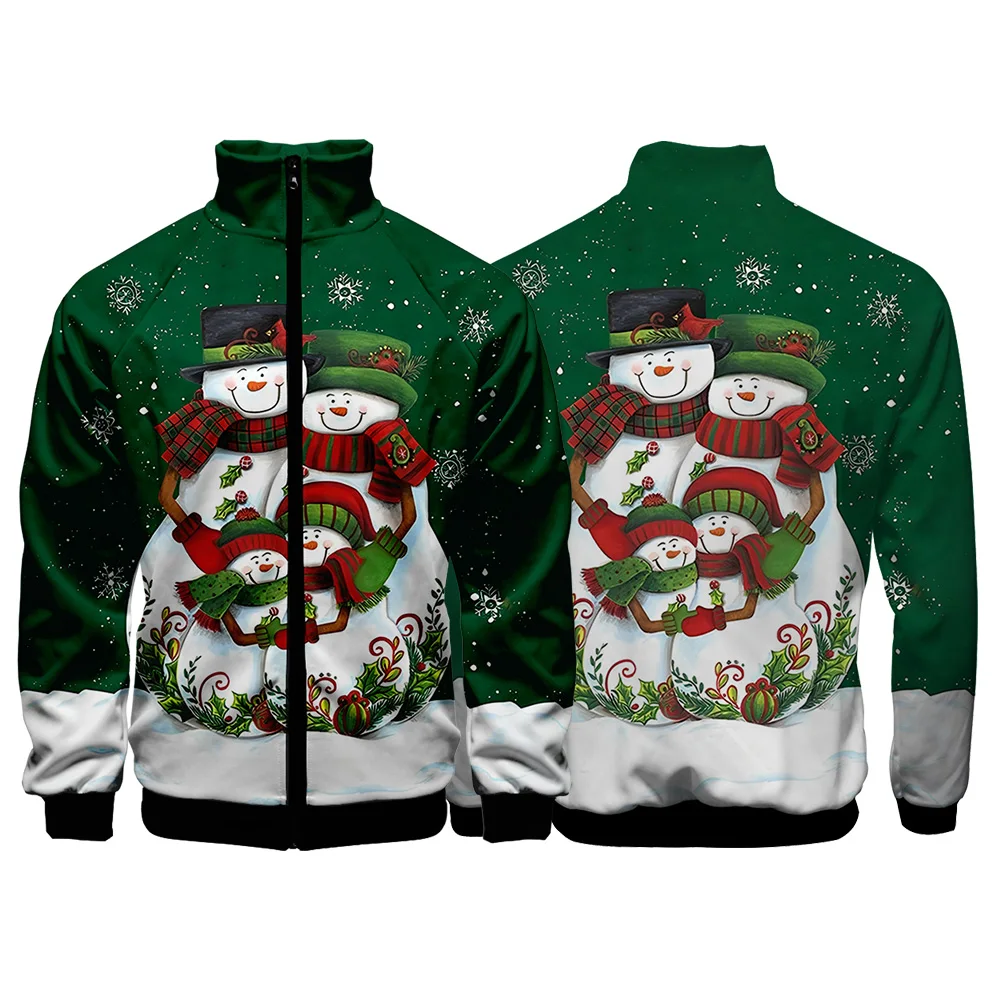 

Christmas Snowman New Year Xmas Jacket High Quality Coats Jackets For Men's Clothing 3D Bomber Jacket Harajuku Baseball Uniform