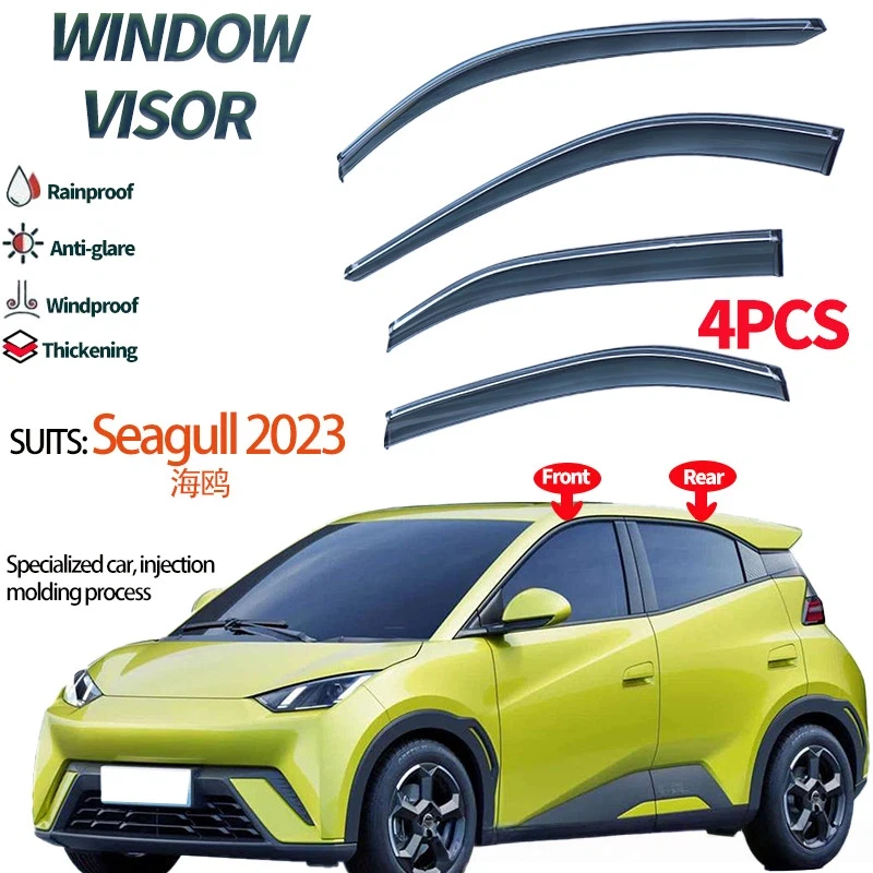 

For BYD Seagull 2023+Window visors Side Window Deflector Weathershield Sun Rain Guard