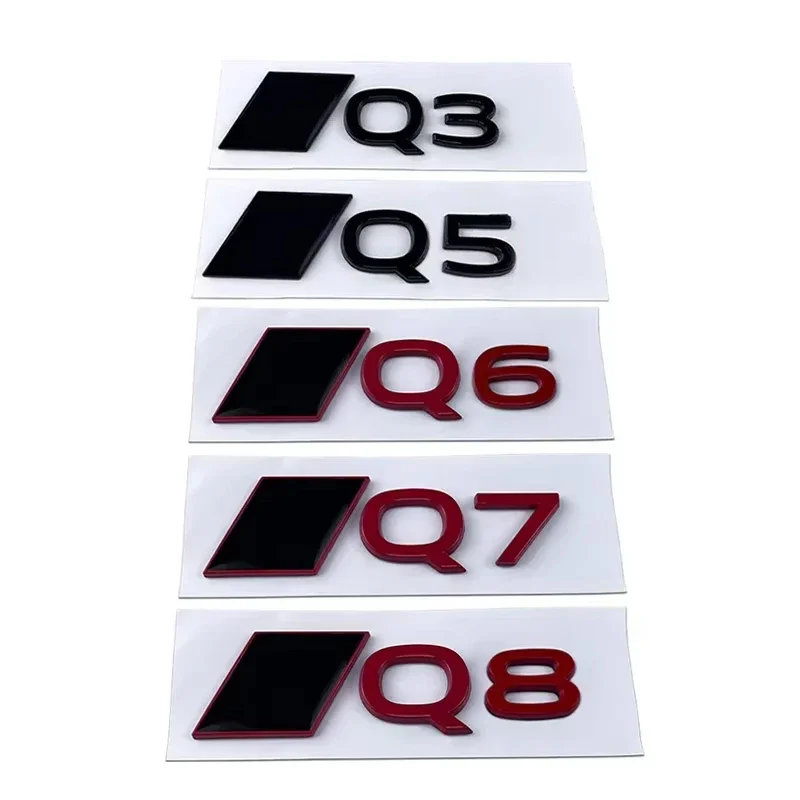 Car  Rear Trunk Emblem for Audi Q6 Q7 Q3 Q5 Q8 Side Decals Metal Letter Stickers Badge Auto Refitting Decoration Accessories