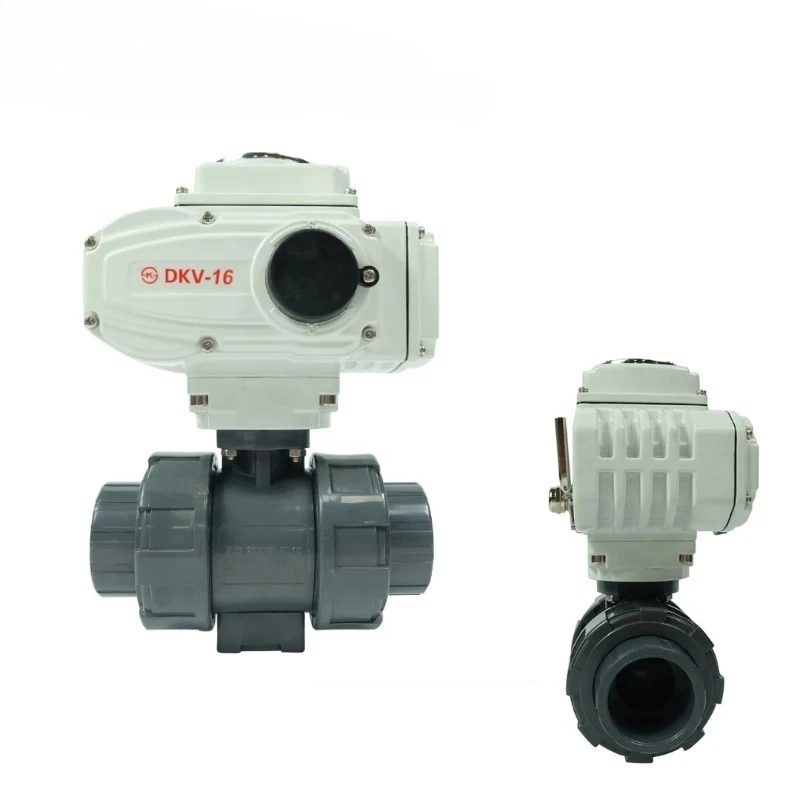 DKV DN25 PVC Electric Actuator Ball Valve 220V 1