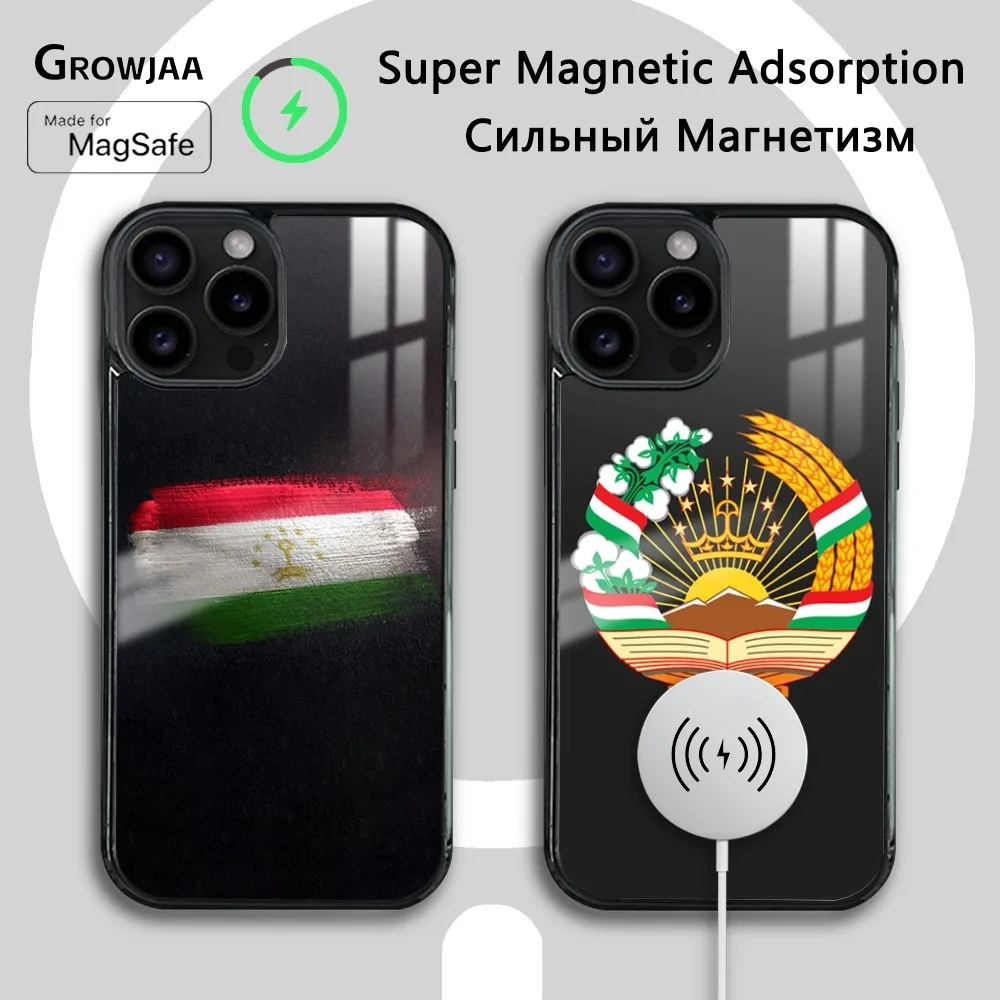 

T-Tajikistan Flag Phone Case For iPhone 16 15 14 13 12 11 Pro Max Plus Mini Magsafe Mirror Wireless Magnetic Cover