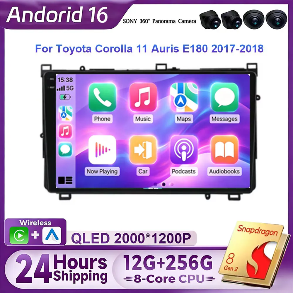 Android 16 Carplay Car Radio For Toyota Corolla E140 E150 2006 - 2013 Navigation Multimedia GPS Player Stereo WiFi+4G video 2DIN