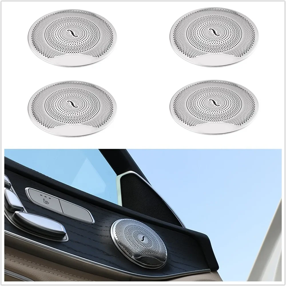 

4Pcs Car Door Audio Cover Speaker Interior Accessories For Mercedes Benz W213 W205 X253 E C GLC Class C180 C200 C300 E200 E300