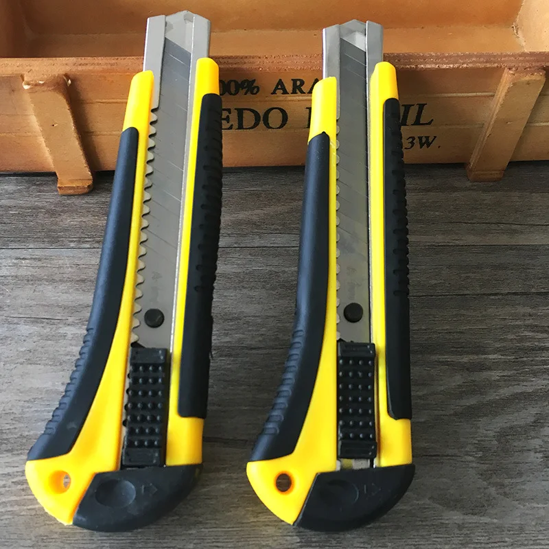 1Pc Utility Knife Rubber Handle Heavy Duty Retractable Cutter Knife Snapoff Blade Box Cutter for Cutting Carpet Plastic Unboxing