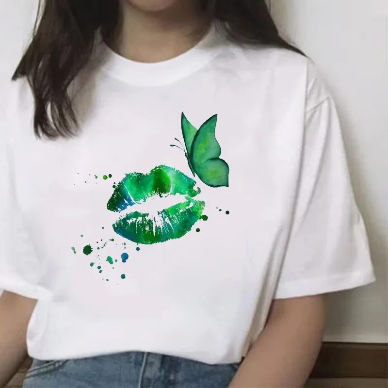 

Fashion Summer Women T Shirt Pink Heart Print T-shirt Female Round Neck Short Sleeve Tee Shirt Tops Clothing Unsiex Streetwear