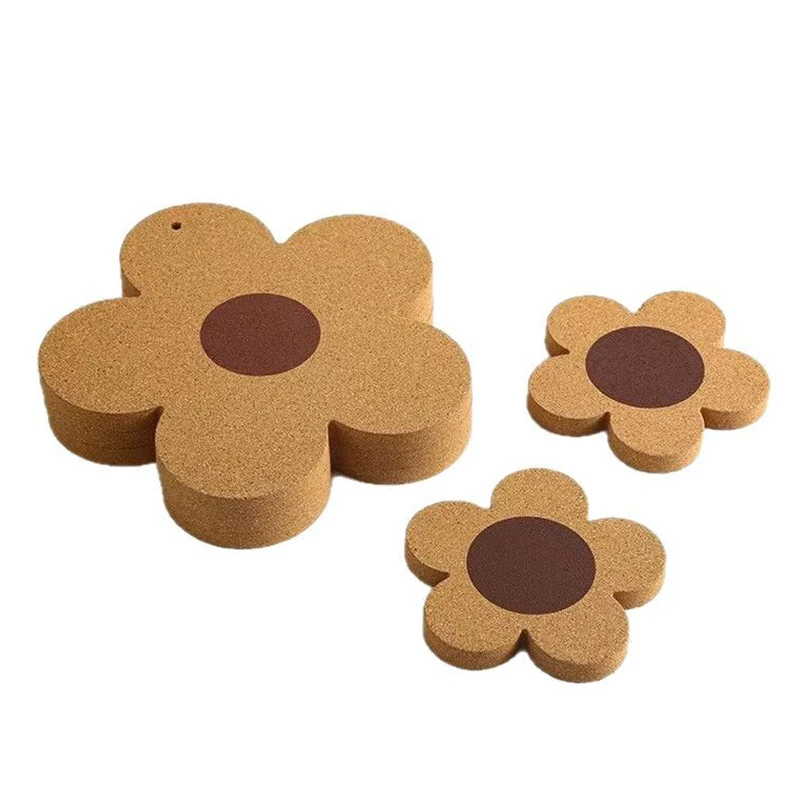 Reusable Office Insulated Coaster With Cork Flower Design, Suitable For Coffee, Tea Cups, Etc Floral Cork Coaster -