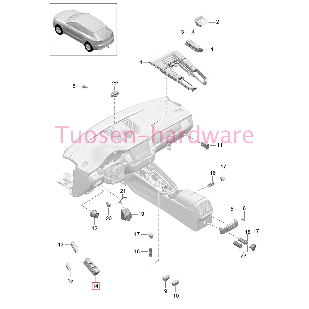 Window Switch w/ Panel Front Left Driver Side for Porsche Macan Cayenne Panamera  7PP959858RDML 7PP959858AF 7PP959858HDML