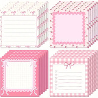 4/8 pcs Cute Bow-Shaped Sticky Notes 7.62 x 7.62 cm Adorable bow-shaped sticky notes Cute Bow Series with string Stationery