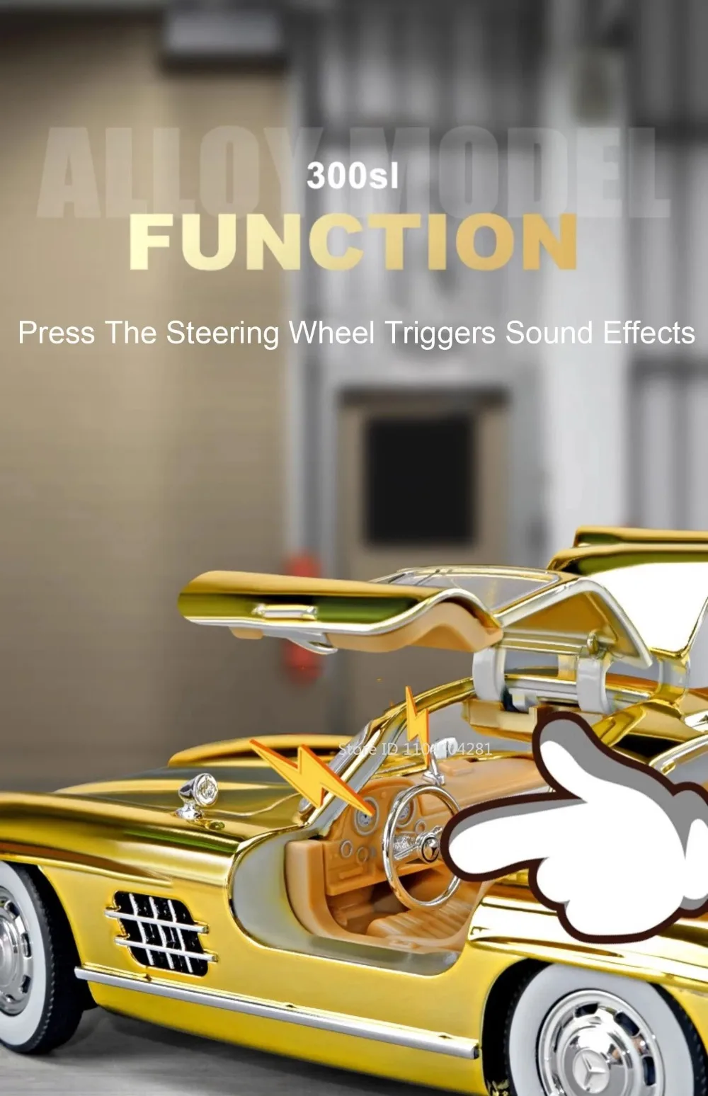 1:24 Phantom 300SL Legierung Diecast Vintage Auto Miniatur Modell Spielzeug Sound Licht Zurückziehen Türen Geöffnet Ornament Kinder Festival Geschenk – Detail 25