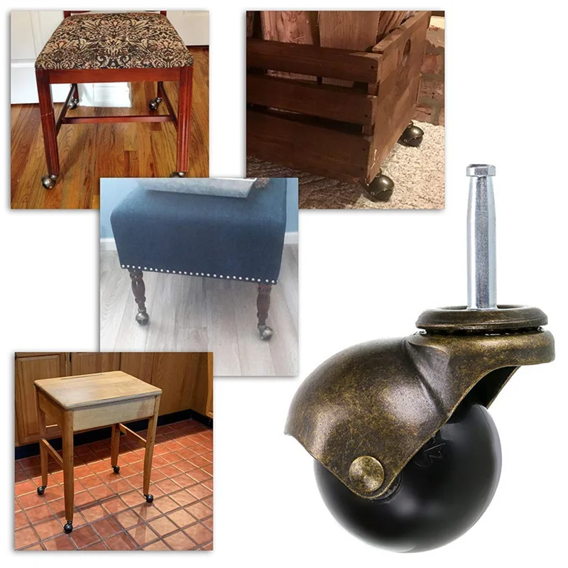 ABNO-4Pack عجلات كروية مقاس 2 بوصة عجلة دوارة للأثاث والأريكة والكرسي الخشبي والخزانة