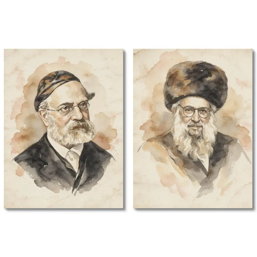 Framed Canvas Wall Art Rabbi Samson Raphael Hirsch Portrait HD Spraying Painting Watercolor Modern Orthodox Jewish Scholar Decor