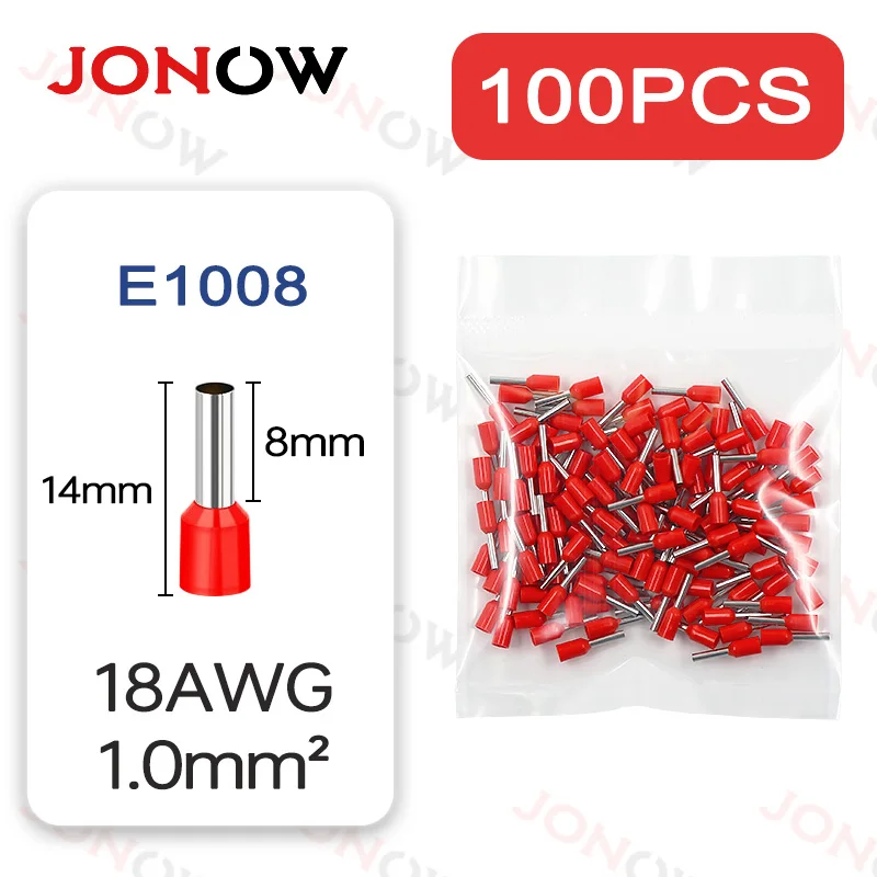 100PCS Röhren-Crimp-Klemmen Elektrokabel Aderendhülsen Steckverbinder E0508 E7508 E1008 E1508 E2508 E4009 E6012 Ringhülse – Detail 9