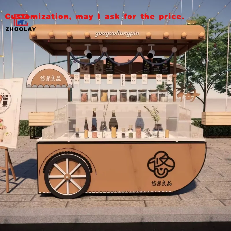 

custom.Activities Food Snack Trolley Cart Food Cart Fast Food Trailer Mobile Outdoor Shop Beverage Cart