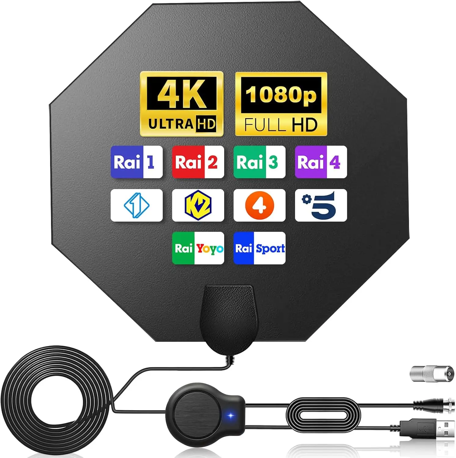 HD Digital TV Antenna Indoor Amplified DAB Antenna 200 Miles Ultra HDTV With Amplifier VHF/UHF Quick Response Outdoor Aerial Set