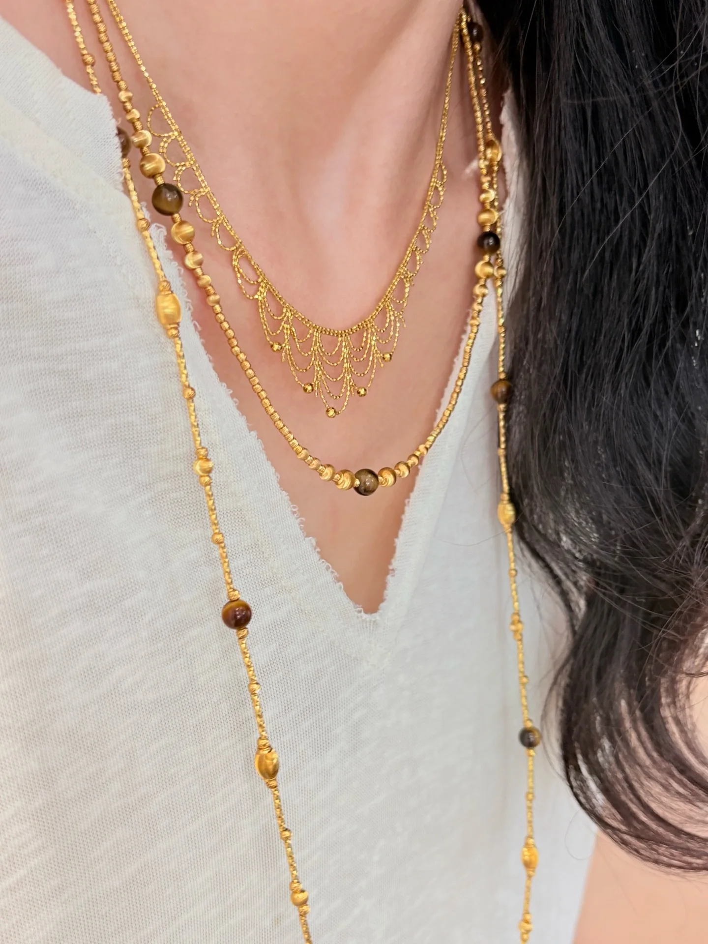 

A Set of Autumn Winter Maillard Color Scheme Coordination necklace Unique Atmosphere-Rivals Fine Jewelry. Uncompromising Quality