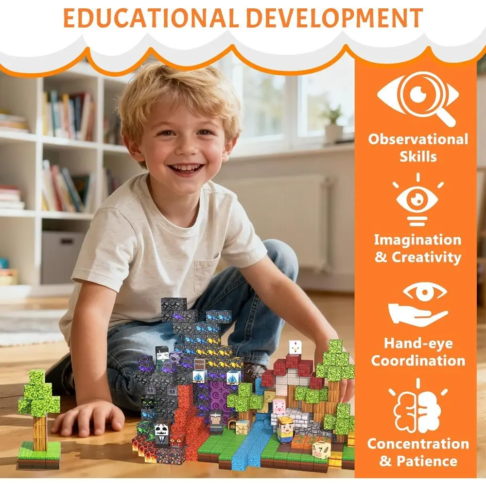 Magnetic Building Cubes Set of 300 for Kids - STEM Toys for Ages 3-12, Montessori Sensory Gift