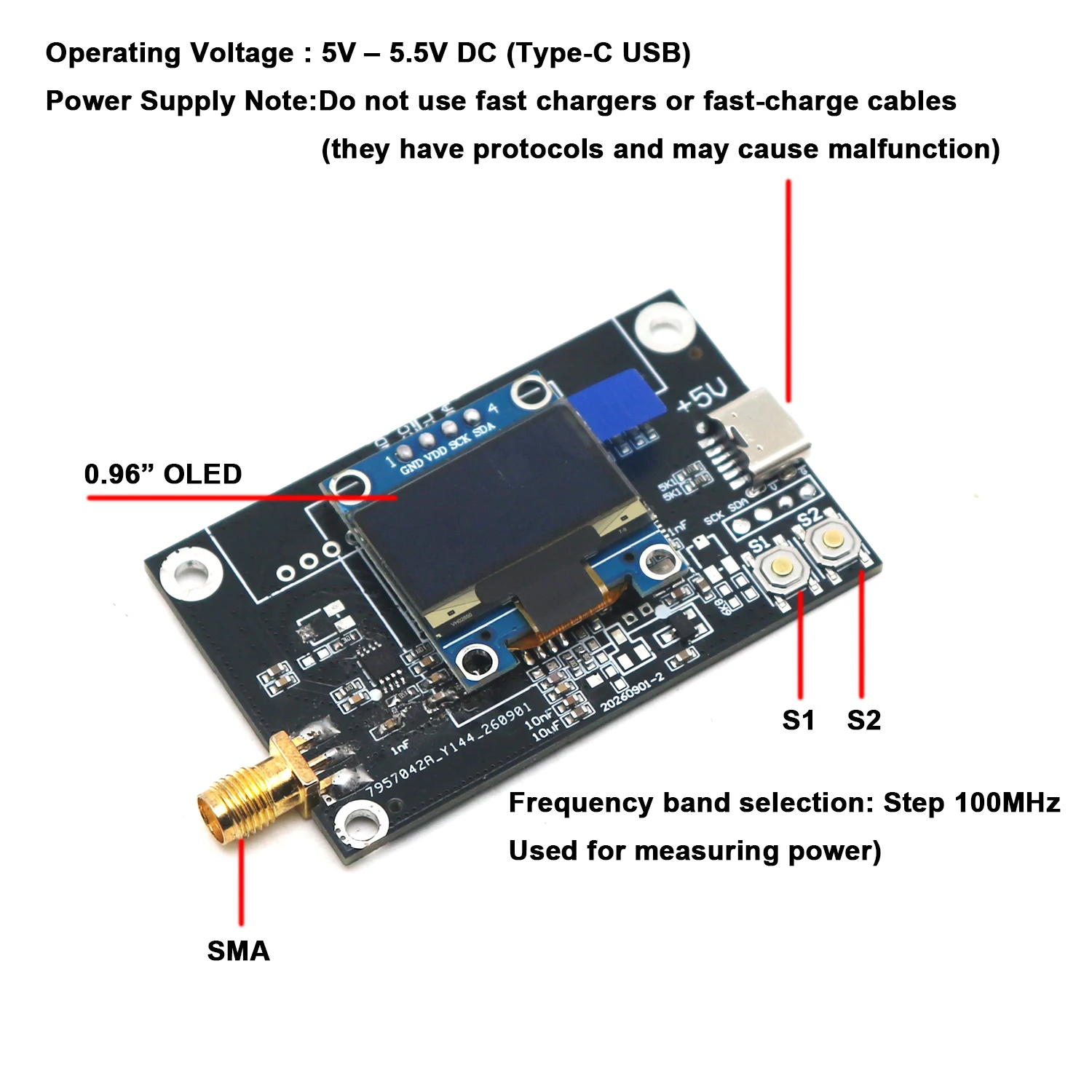 2in1 RF Power Meter + RF Frequency Counter 50MHz-2400MHz OLED Display Signal Detector for Ham Radio RC Drone FPV Amplifier Test
