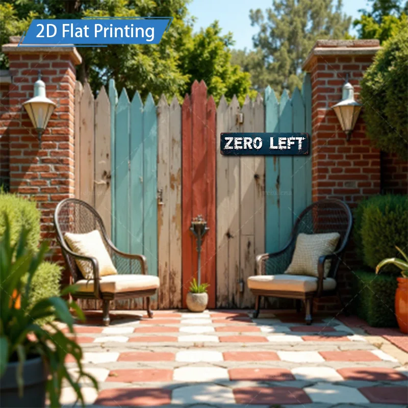 [2D FLAT] قطعة واحدة من اللافتة المعدنية، لافتة معدنية يسرى صفرية ريفية مقاس 4 × 16 بوصة لتزيين باب الحديقة