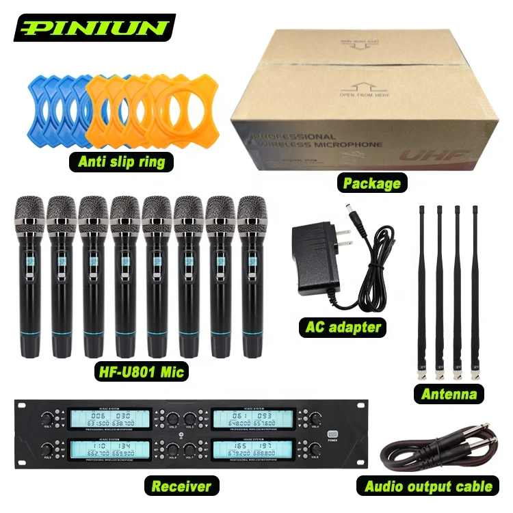 Microphones Wireless System UHF Professional 8-channel MIC Lavalier Handheld Microphone