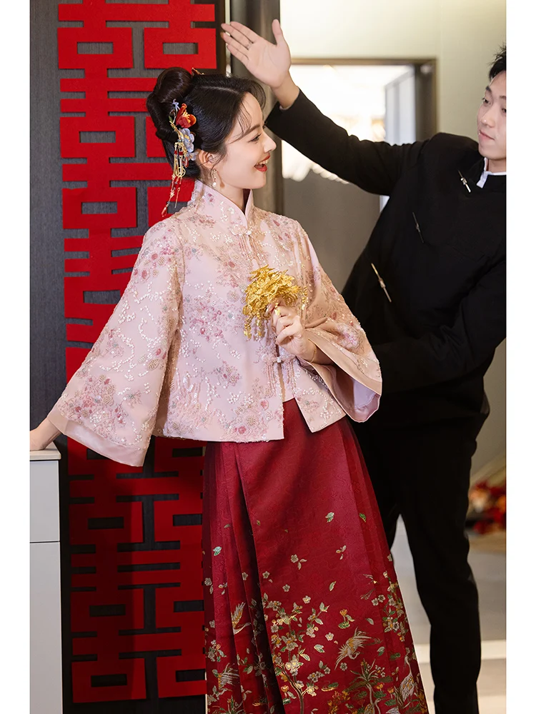 

Свадебное платье для беременных свободного кроя, розовое, для помолвки и банкета, большие размеры, женское, традиционное, полностью закрытое