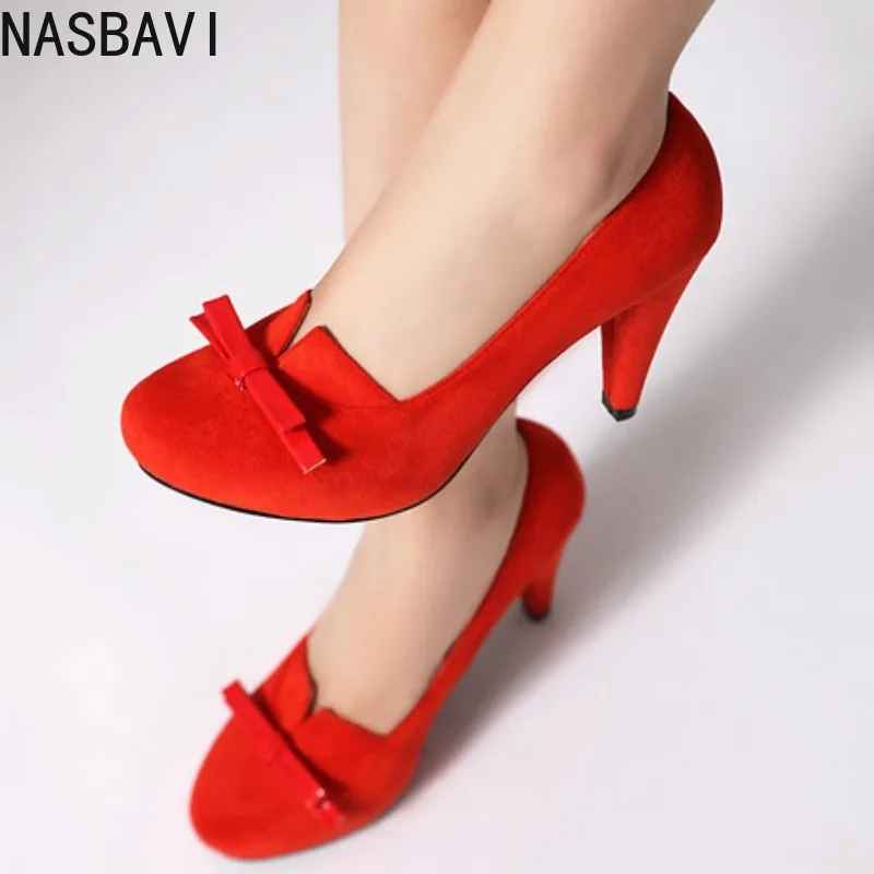 

NASBAVI 2025 New Sale sweet Round toe Platform Big size 34-43 Women High Heel Shoes Pumps Wedding Party Ladies Footwear