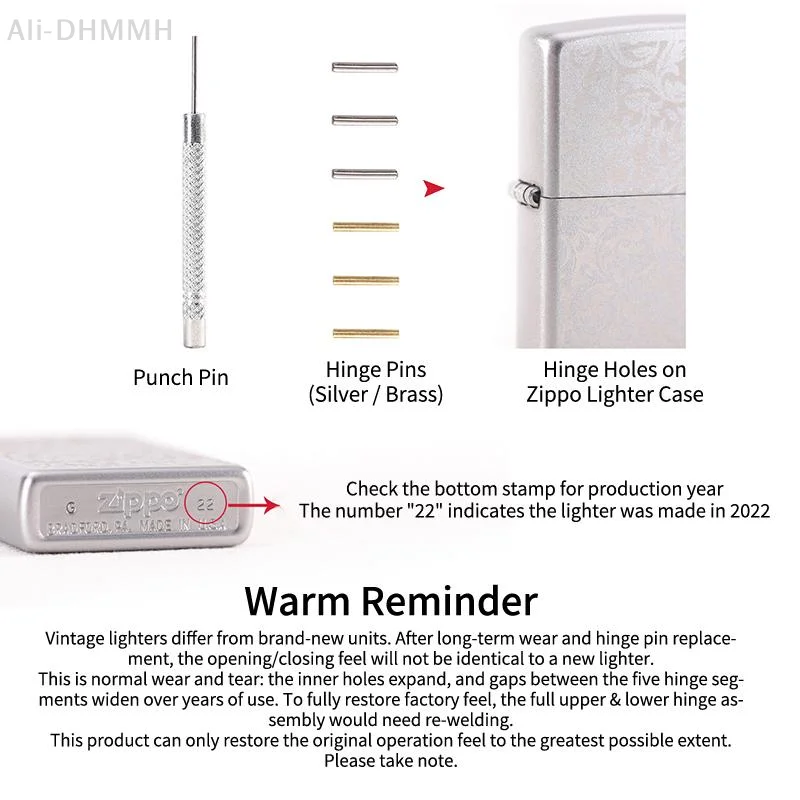 ZLinKJ Disassemble Punch & Replacement Hinge Pins For Classic Oil Lighter Case Link Pin